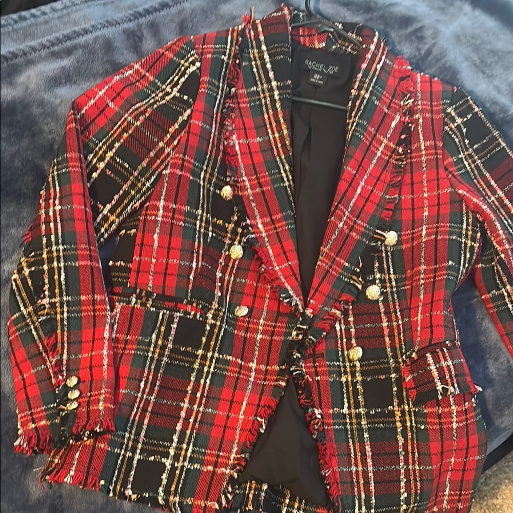 Rachel Zoe Vibrant Red Tartan Blazer